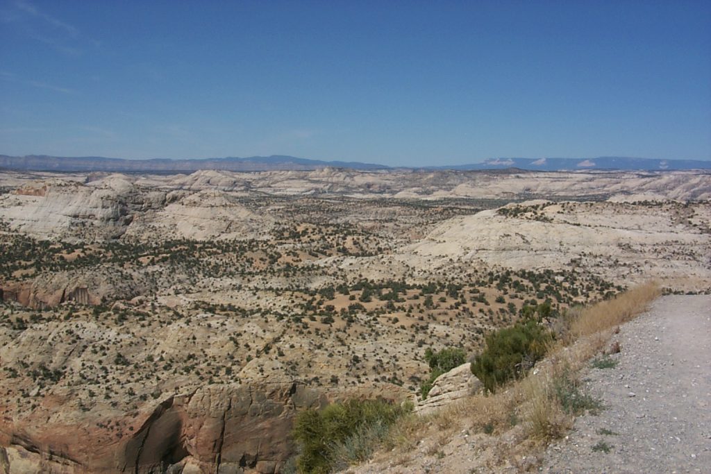 A shot looking west from the start of the climb up Bolder Mountain. You can still see the Aquarius plateau in the distance. The town of bolder is below out of sight well off the left edge of the picture.