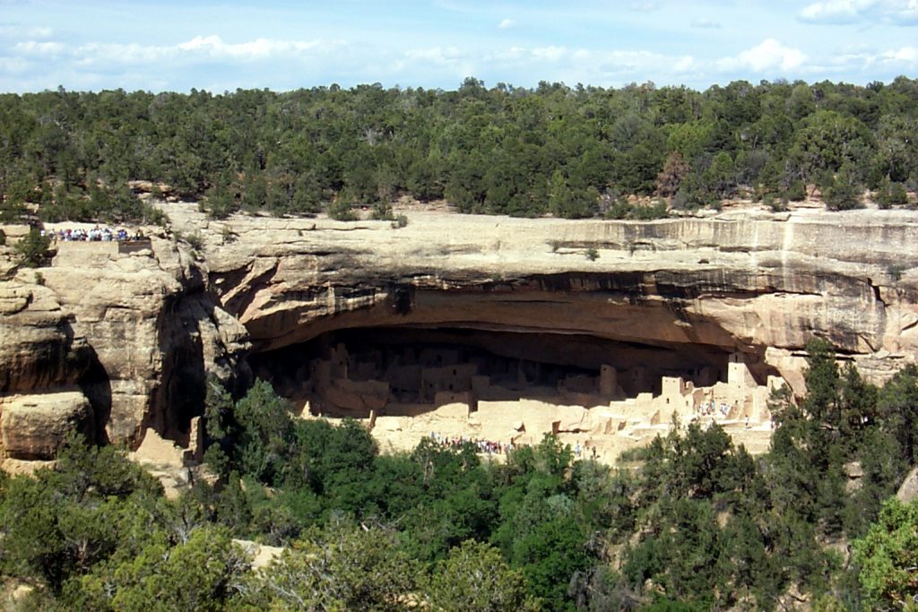 This photo shows a view of one of the large cliff dwellings from the opposite canyon wall. You can see several tours going through the dwelling and this can serve to provide some perspective.