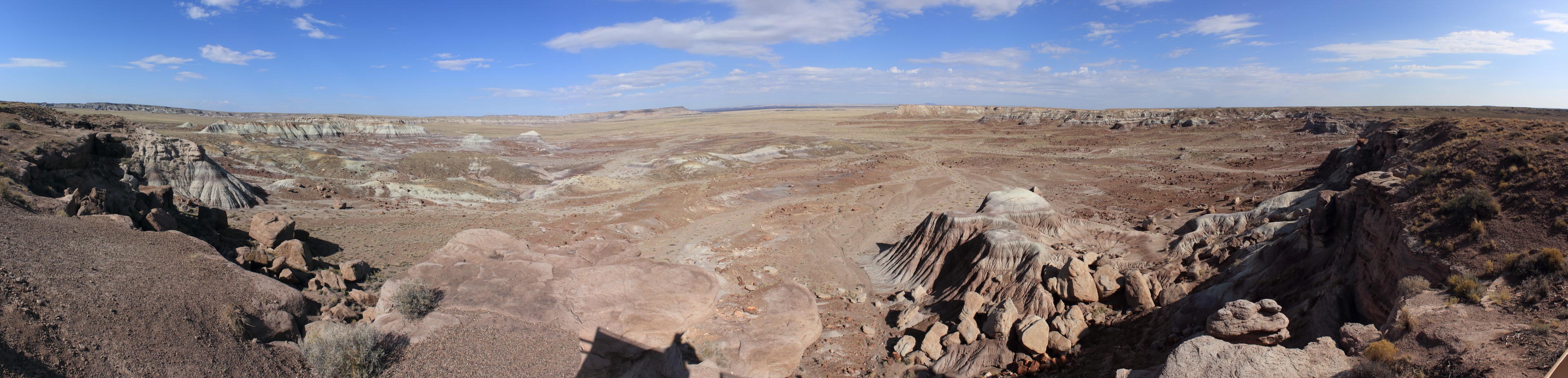 The Jasper Forest. A view into a valley cut into the main plateau of the park. It expands out into the Painted Desert, but also contains a jumble of petrified logs.
